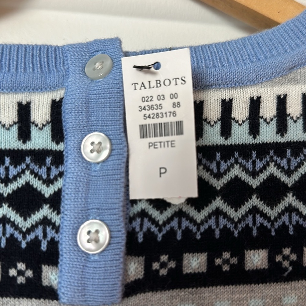 TALBOTS COZY FAIR ISLE CREWNECK SWEATER   Size XS - Picture 8 of 8